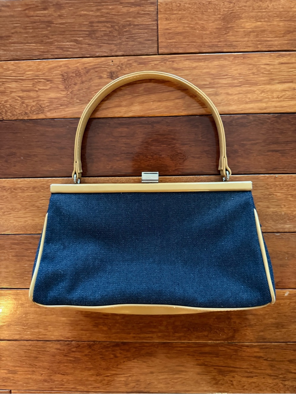 Gap - Classic Navy and Tan Top-Handle Clutch